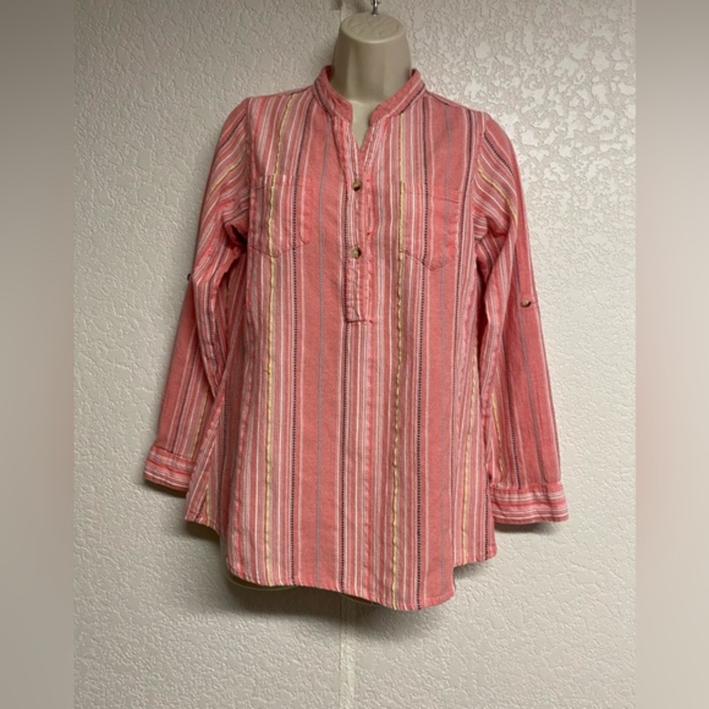 Striped Pink Long Sleeve Blouse
